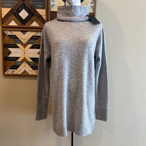 NAADAM Cashmere Umbria High Neck Tunic Pullover Mock Neck Cement Grey XS NWT